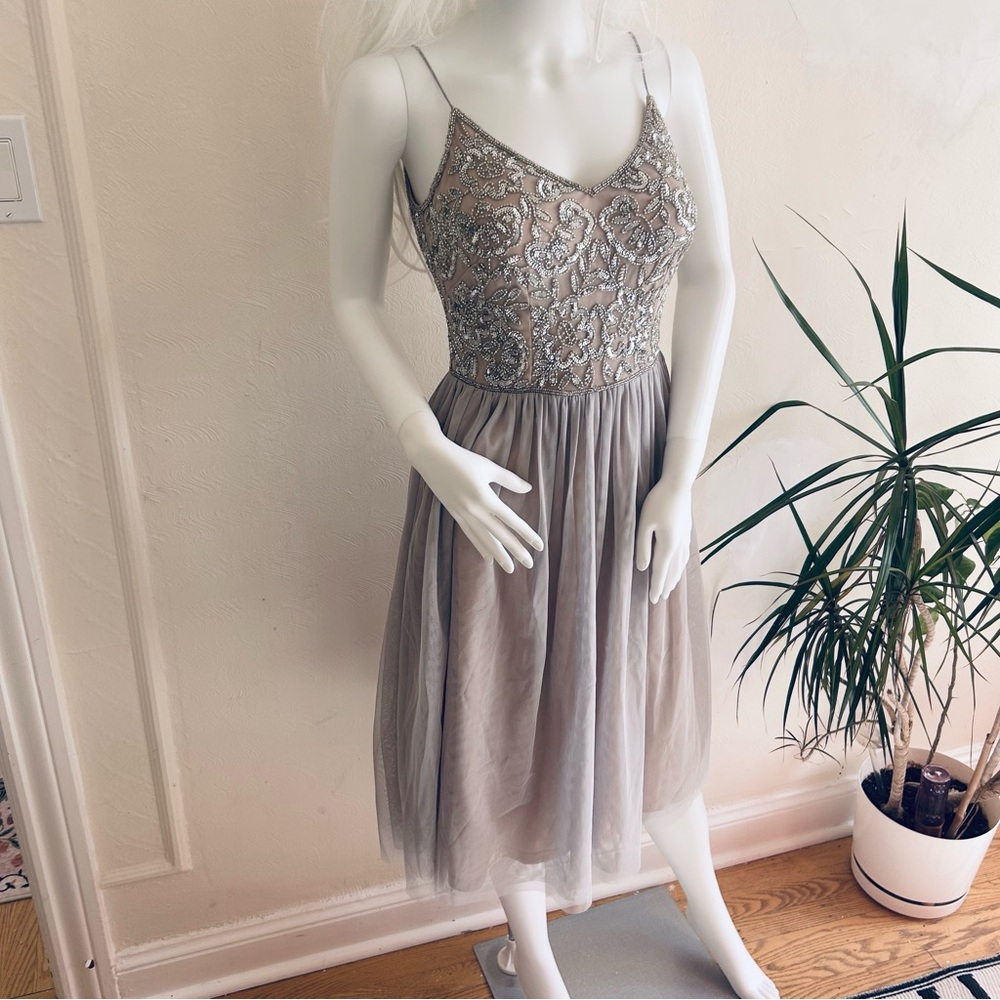 NWT Anthropologie Adrianna Papell x BHLDN Bellina Beaded Tulle Party Dress - 0